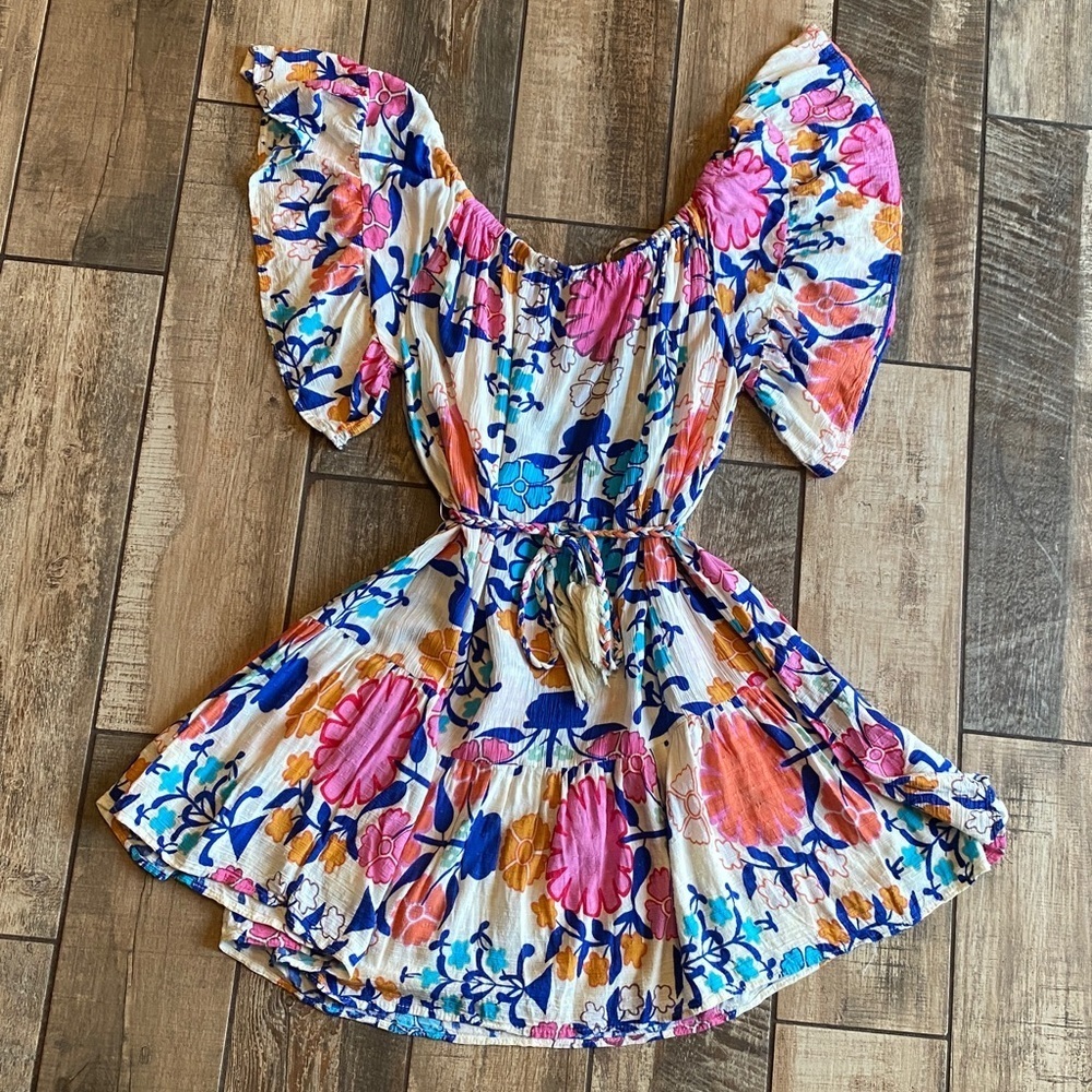 Rachel Roy Floral Off Shoulder Dress with Pink and Blue - Picture 3 of 11